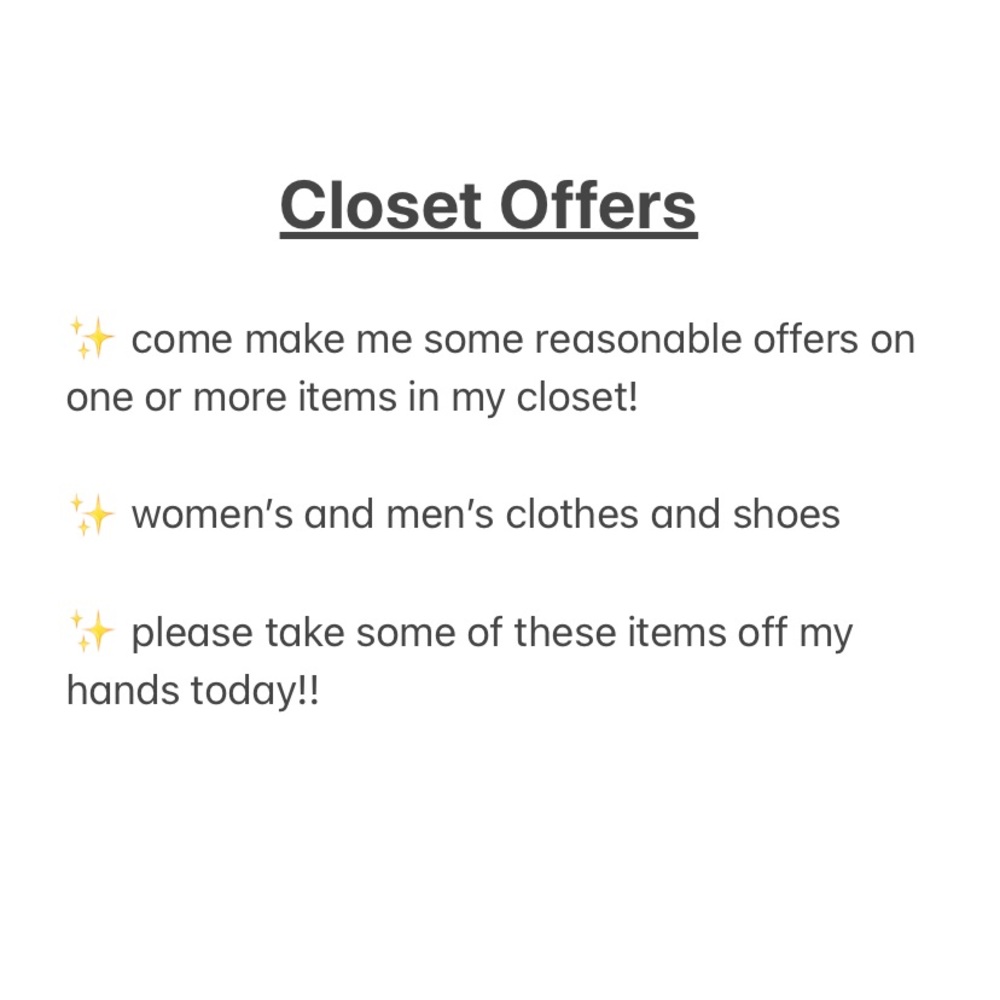 Check out my closet for women’s and men’s clothes